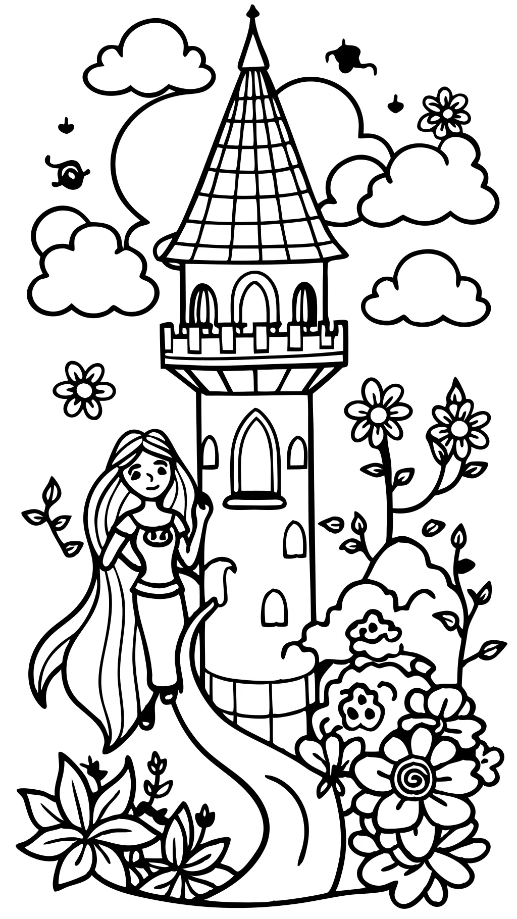 rapunzel coloring book pages